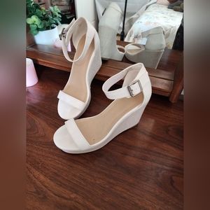 Wild Diva White Wedge Heels. Size 8.5
